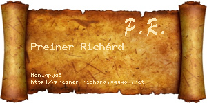 Preiner Richárd névjegykártya
